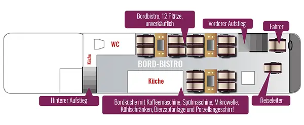 Sitzplan Unterdeck 5* Schuy-Superior-Bistro-Bus Neoplan „Platin-Edition“.