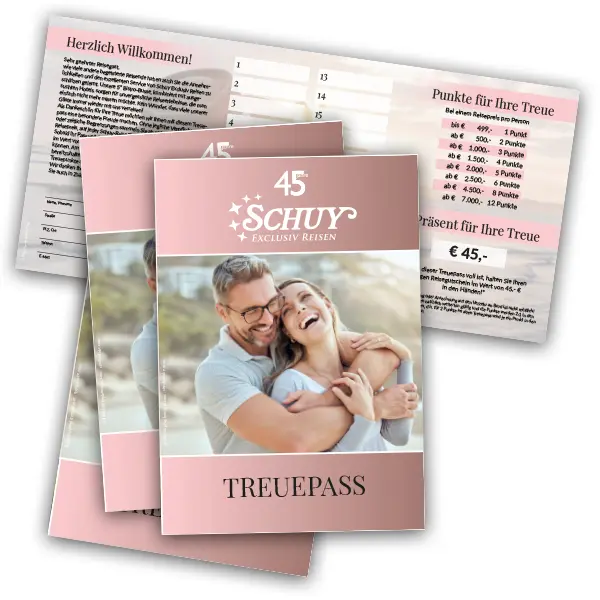 Mehrere Schuy Treuepässe übereinander.