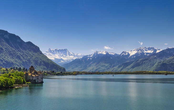 Blick auf den Genfersee von Montreux aus