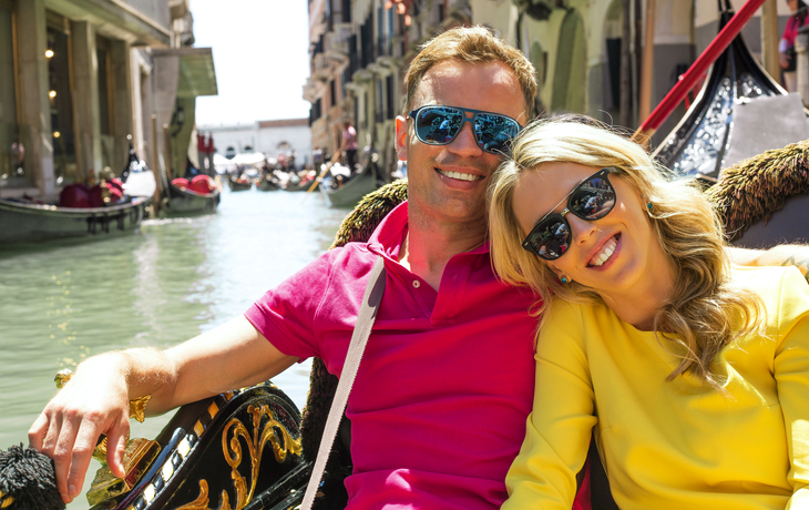 mit der Gondel durch Venedig, Italien