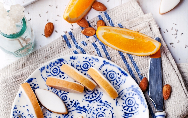 Calissons von Aix-en-Provence. Traditionelle französische Provence Süßigkeiten.