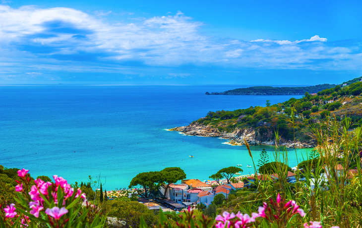 Panoramic view over cavoli beach and coast in Elba island, Tusca