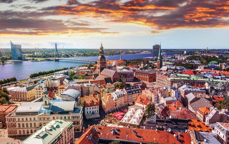 Panoramablick vom Rigaer Dom auf die Altstadt von Riga