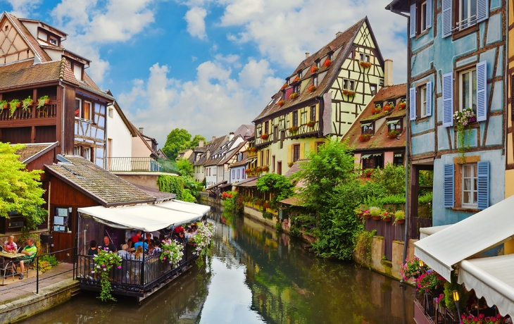 Schöne Altstadt Colmar, Frankreich. Panoramablick