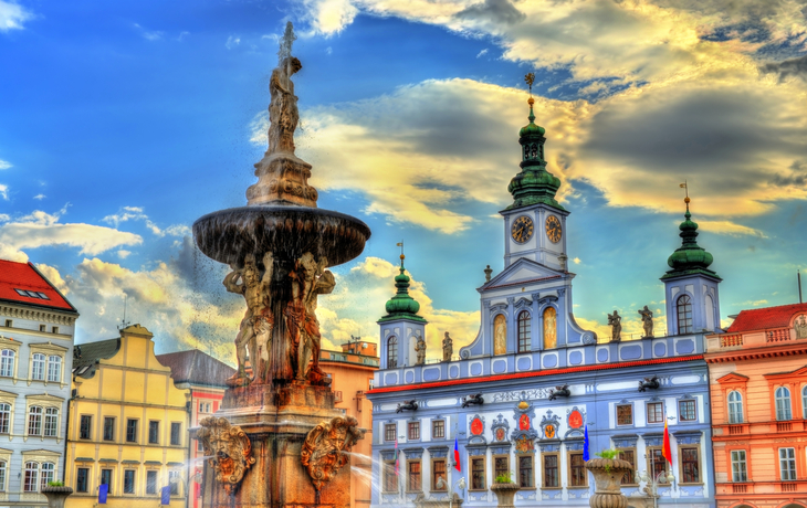 Samson-Brunnen in Ceske Budejovice, Tschechische Republik