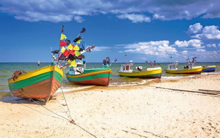 Fischerboote am Strand von Sopot