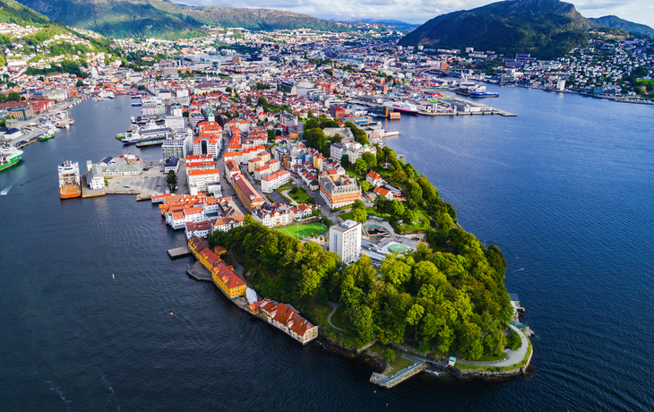 Luftaufnahme der Altstadt von Bergen