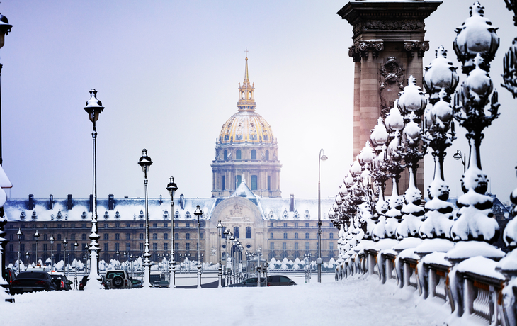 Pont Alexandre III und Invalidendom im Winter