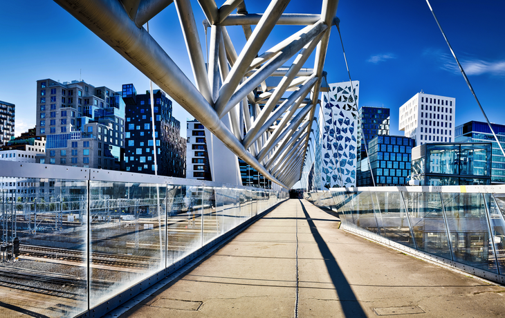 Panoramablick auf die zeitgenössische Architektur von Oslo