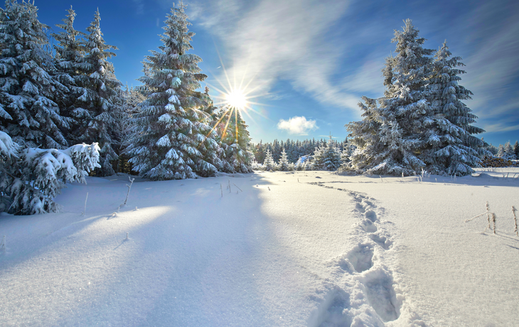 Fußspuren im Tiefschnee