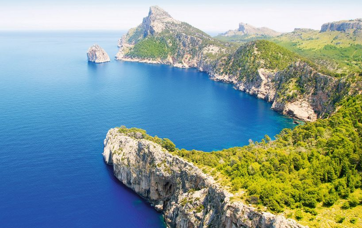 Formentor cape to Pollensa aerial sea view in Mallorca