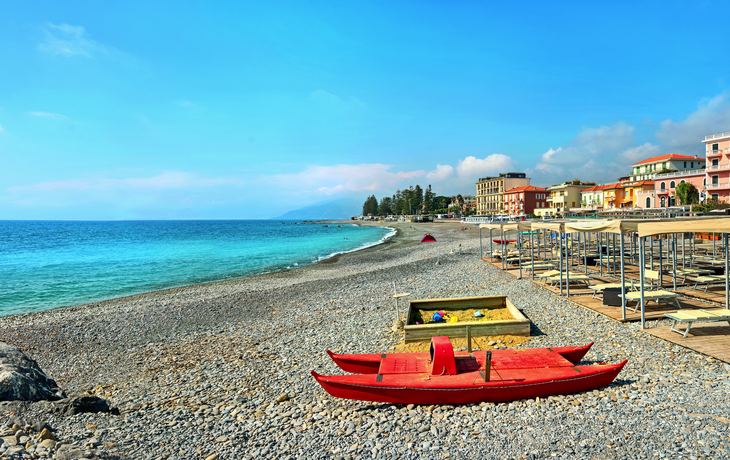 Beach in Bordighera on Italian Riviera. Italy, Liguria
