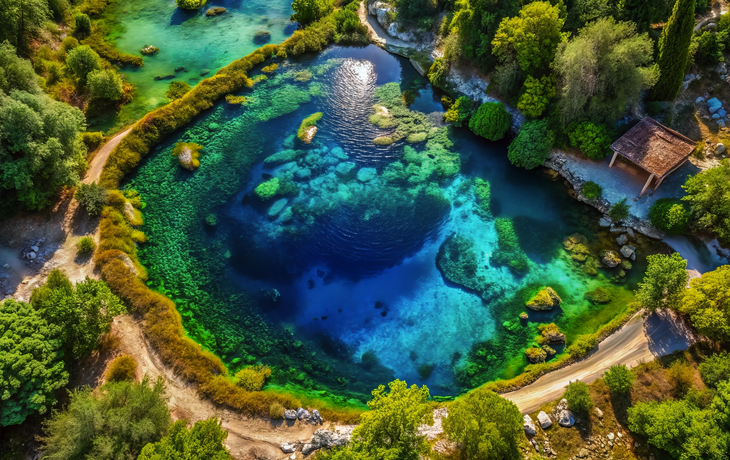 Blauen Augenquelle in Delvine, nahe Saranda, Albanien