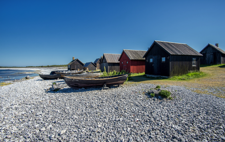 Helgumannens Fischerdorf auf der Insel Faro in der Ostsee