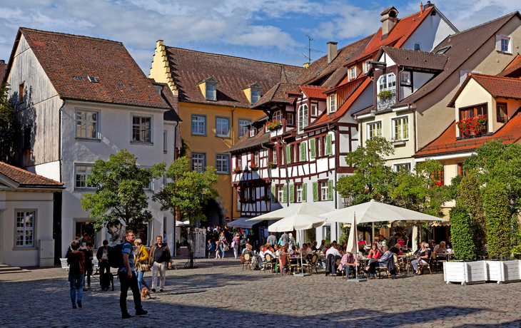 Fachwerkhäuser am Schlossplatz, Meersburg, Bodensee