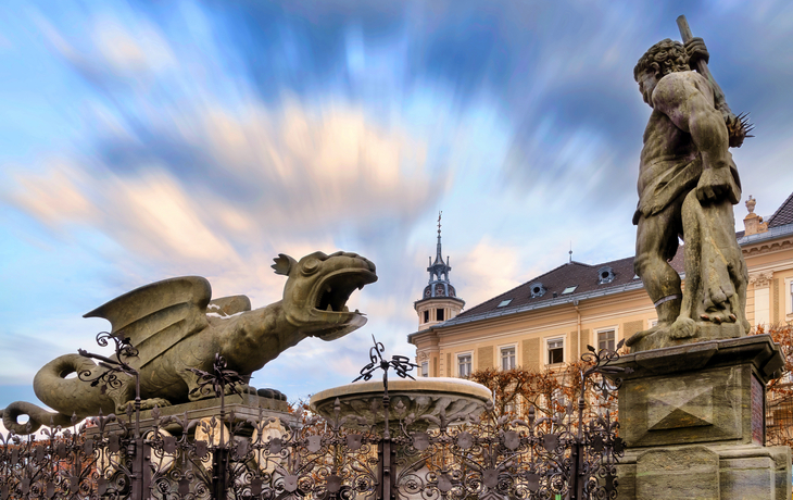 Lindwurmbrunnen - Wahrzeichen der Stadt Klagenfurt in Österreich