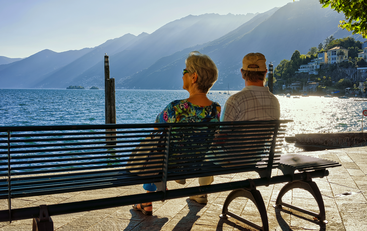 Blick auf den Lago Maggiore von Ascona aus, Schweiz