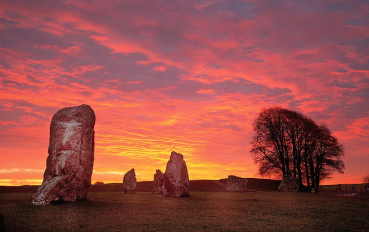 Avebury Stone Circle and Henge at sunrise Wiltshire England UK