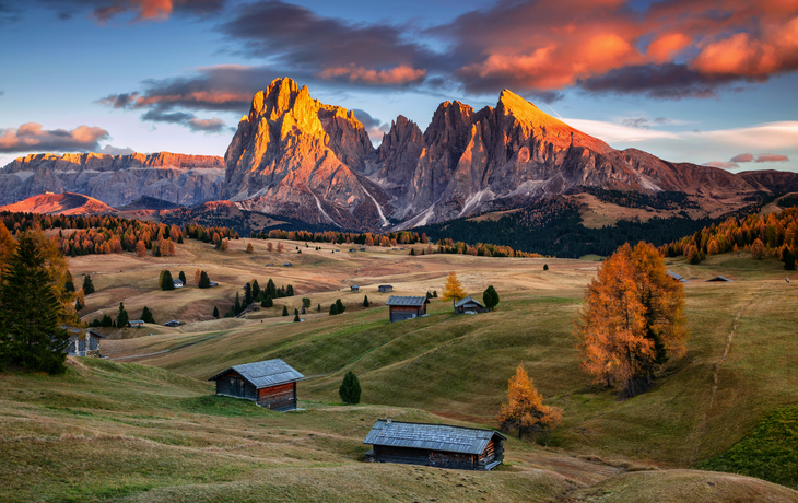 Seiser Alm mit Langkofel, Italien