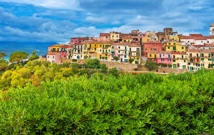 Capoliveri Dorf Panorama der Insel Elba, Toskana, Italien, Europa.