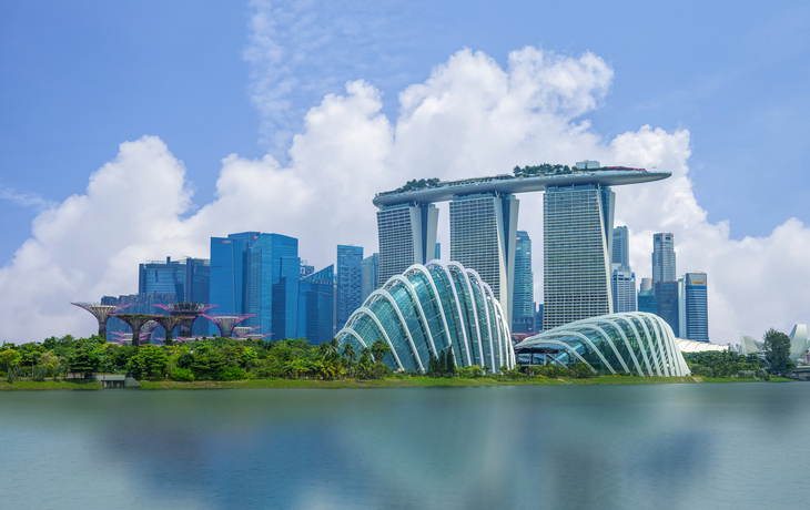 Skyline von Singapur an der Marina Bay