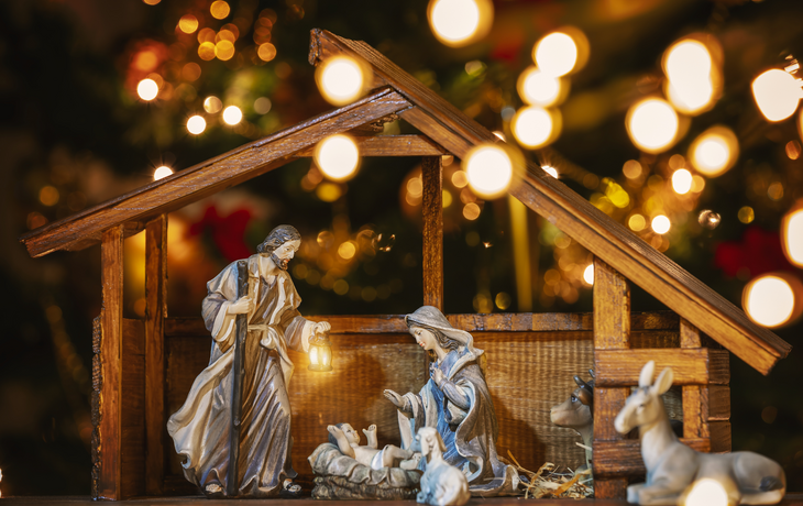 Weihnachtskrippe: Jesus Christus, Maria und Josef